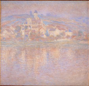 Vetheuil, solnedgång (målning på duk) av Claude Monet