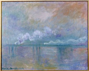 Vy över Charing cross bridge i London av Claude Monet
