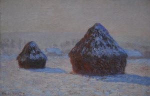 Wheatstacks, Snöeffekt, Morgon, 1891 av Claude Monet