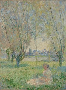 Kvinna sittande under pilträden av Claude Monet