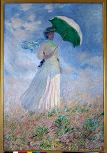 Kvinna med ett parasoll vänt mot höger av Claude Monet