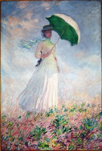 Kvinna med parasoll vänd åt höger av Claude Monet