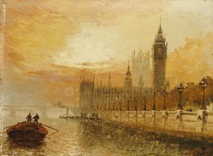 Utsikt över Westminster från Themsen