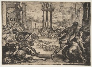 En massaker av triumviratet, ca. 1624. av Claude Vignon