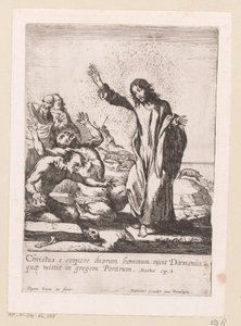 Kristus löser två besatta från demoner Miracula Domini Nostri Jesu Christi (serietitel) Miracles of Christ (serietitel) av Claude Vignon