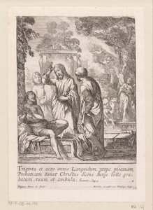 Läkning av mannen vid poolen i Bethesda Miracula Domini Nostri Jesu Christi (serietitel) Miracles of Christ (serietitel) av Claude Vignon