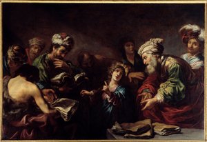 Jesus bland läkarna. Målning av Claude Vignon (1593-1670)