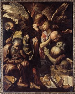 Sankt Antonius död (sankt Antonius den store, 250/51-356) (eller Sankt Antonius Eremit eller Sankt Antonius abbe). Målning (Vanite) av Claude Vignon (1593-1670) av Claude Vignon