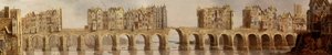 Detalj av Old London Bridge på 1632 oljemålning Vy över London Bridge