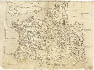 1507 Ptolemaisk karta över Frankrike av Claudius Ptolemy
