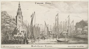Olika fartyg och utsikt över Amsterdam (Verscheÿde Schepen en Gesichten van Amstelredam), del II: Kanal nära Amsterdam och Monkeltornet
