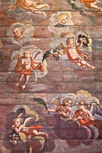 Locquirec (Finistère) / Saint-Jacques kyrka, målad valvpanel (foto) av Cleran