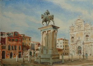 Colleone, Vintermorgon, 2020 (akvarell)