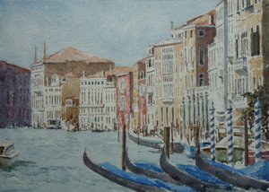 Mot Palazzo Balbi, 2020 (akvarell) av Clive Wilson