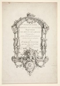Titelsida från Nya troféer eller kartuscher som representerar konst och vetenskap av Clément Pierre Marillier