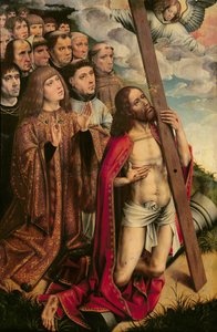 Kristus medlaren med Filip den stilige (1478-1506) och hans följe, vänster panel från en altartavla (se även 223221)