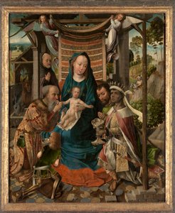 The Adoration of the Magi (olja på panel)
