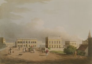 The Old Court House, Calcutta, skylt 17 från Twenty Four Views i Hindostan, graverad av Harradon, pub. av Edward Orme (1774-c.1820) 1805 (akvatint)