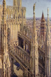 En flygel av Duomo och St Gottardo-tornet, Milano av Commendator Formilli