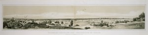 Panorama över staden New Braunfels, Texas taget från sydvästra sidan sommaren 1847 av Conrad Caspar (after) Rordorf