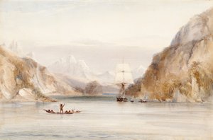 Beagle i Murray Narrow, Tierra del Fuego (akvarell på papper)