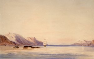 Undersökningsfartyget HMS "Beagle" i Beaglekanalen, Eldslandet