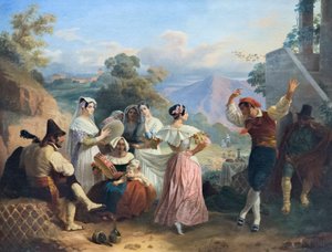Traditionell dans (olja på duk)