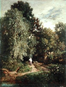 Path in a Small Wood, tidigt 1860-tal (olja på duk) av Constant Emile Troyon