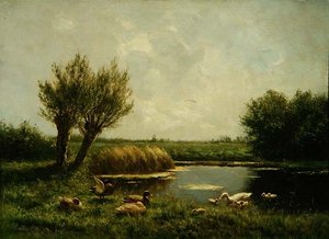 Duck Pond (olja på duk) av Constant Artz