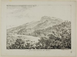 Vy tagen i regionen Subiaco, från Views of Italy av Constant Bourgeois
