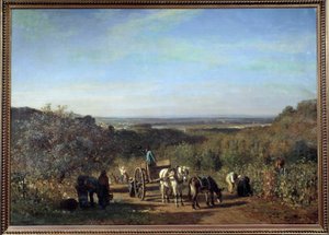 Skörd på stranden av Seine a Suresnes Målning av Constant Troyon (1810-1865) 1800-talets sön. 0,97x1,39 m Paris, musee d