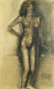 Stående naken; Nu Debout - Standing Nude, ca 1945 (kol och pastell på papper)