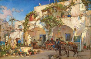 At the Tavern (olja på duk) av Constantin Alexandrovich Westchiloff