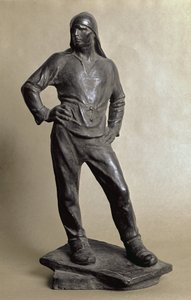 Longshoreman i Antwerpens hamn (bronsskulptur