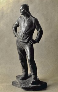 Longshoreman i Antwerpens hamn (bronsskulptur