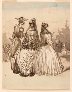 A Street Scene in Madrid, från serien "Sketches in Madrid" av Constantin Guys