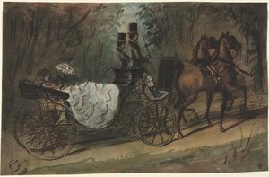 Vagn i Bois de Boulogne av Constantin Guys