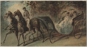 Vagn i Bois de Boulogne, 1800-tal. av Constantin Guys