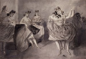 Dansscen på en bordell, omkring 1865 av Constantin Guys