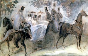 Den eleganta hästen och ryttarna, c1822-1892 av Constantin Guys