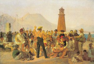 En uppläsning av "Orlando Furioso" på Molo i Neapel av Constantin Hansen