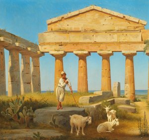 "Cerestemplet i Pæstum". Templet för Ceres i Paestum av Constantin Hansen