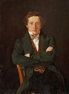 Porträtt av Martin Hammerich (1811-1881), senare professor, porträtt i tre fjärdedels längd, en face av Constantin Hansen