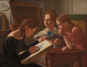 Tre unga flickor. Konstnärernas systrar: Alvilde, Ida och Henriette, 1827