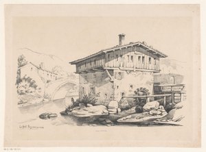 Hus och vattenkvarn i bergsby The Landscape (serietitel)