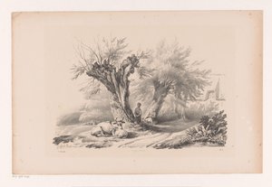 Landsväg med vilande man och kvinna The Landscape (serietitel) av Constantinus Cornelis Huysmans