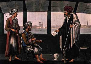 Araber ombord på Swiftsure, graverad av Joseph Constantine Stadler (fl.1780-1812) utgiven av I. White, London