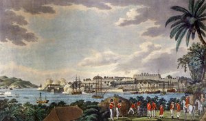 Nordöstra vyn av Fort Louis, Martinique, graverad av Samuel Alken (1750-1815) 1796 (tryck)