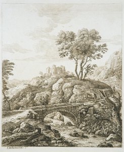 Landskap med slott (etsning på papper)