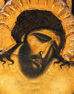 Jesu lidandes ansikte, detalj av krucifixet av Coppo di Marcovaldo (ca 1220-efter 1276)